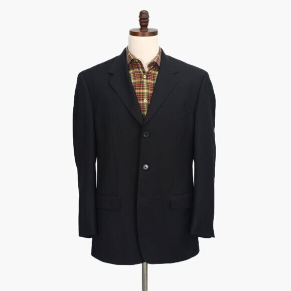 Louis Dell' Olio 41R Black Blazer Sport Coat Jacket 3-Button Solid T929
